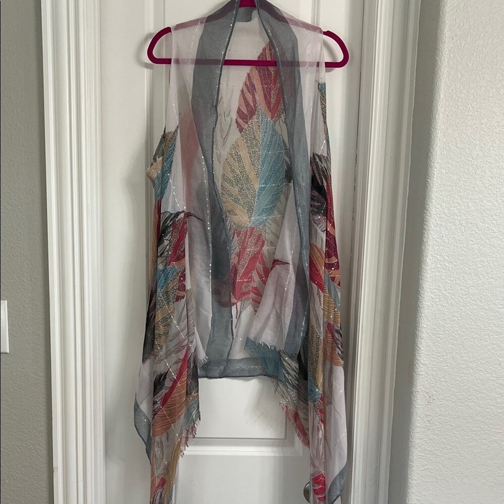 Source Unknown Sheer Leaf Patterned Drapes